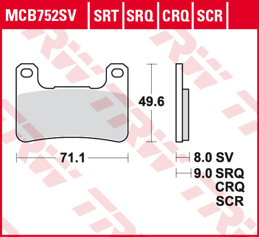 SRT Series Sindered Front Brake Pads