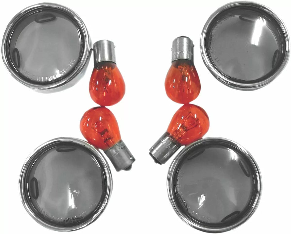 Smoke Turn Signal Lens Kit with Chrome Trim Rings
