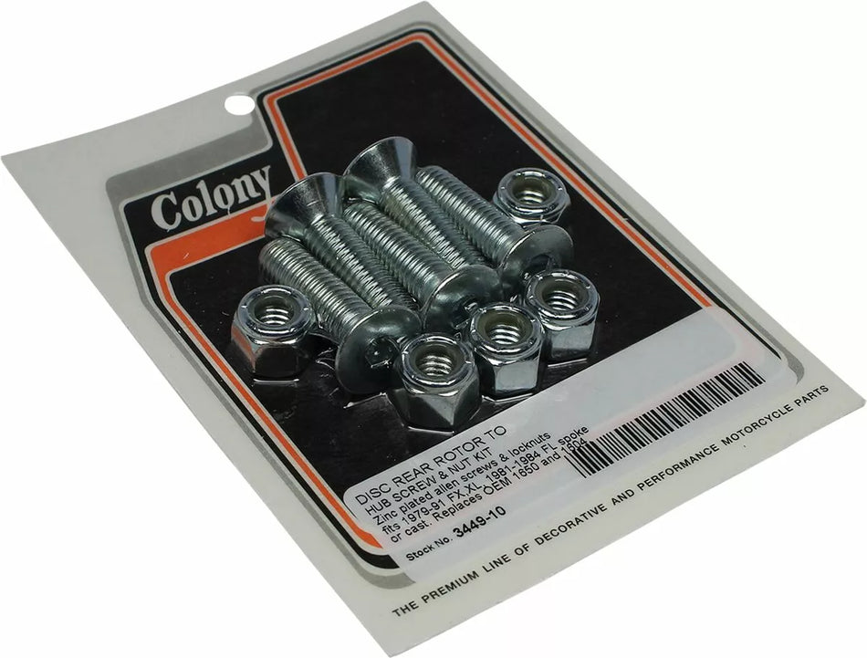 Disc Rear Rotor to Hub Screw and Nut Kit